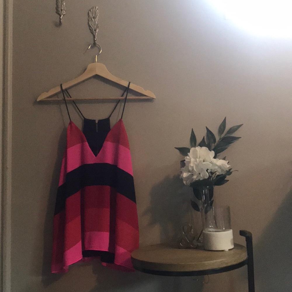 Striped Women’s Tank Top with Silver Zipper